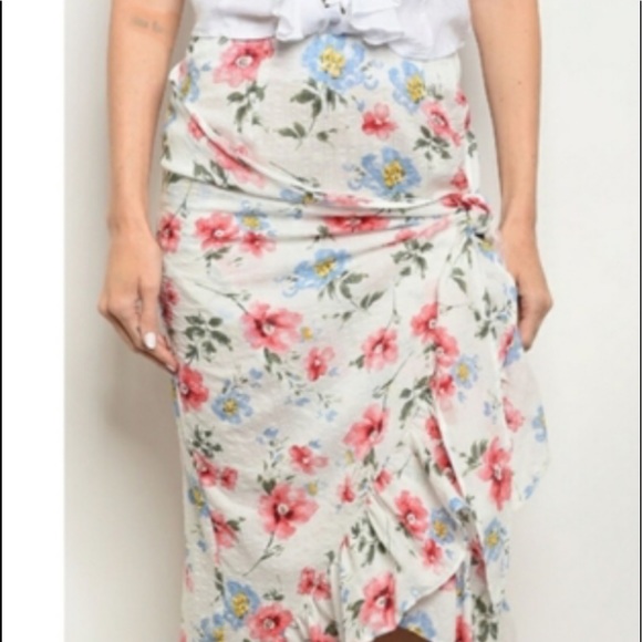 The Diva Floral Faux Wrap Skirt - Picture 2 of 6